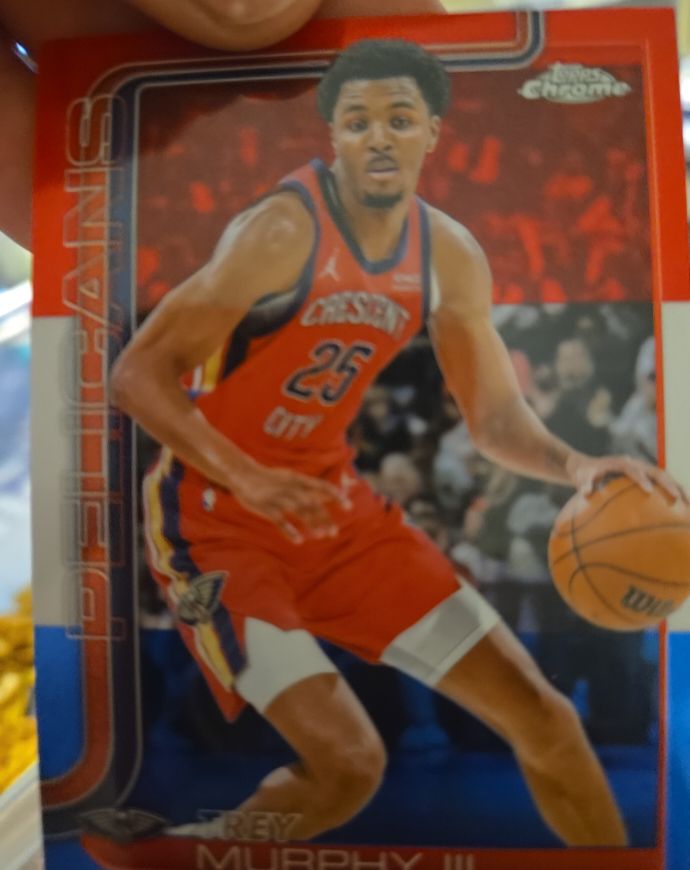 2025-26 Topps Chrome #104 Trey Murphy III Red White and Blue Refractor — front
