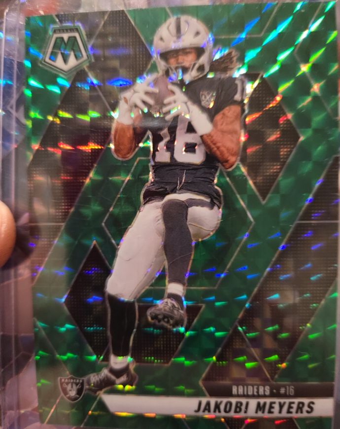 2025 Panini Mosaic #62 Jakobi Meyers Green Mosaic Prizm — front
