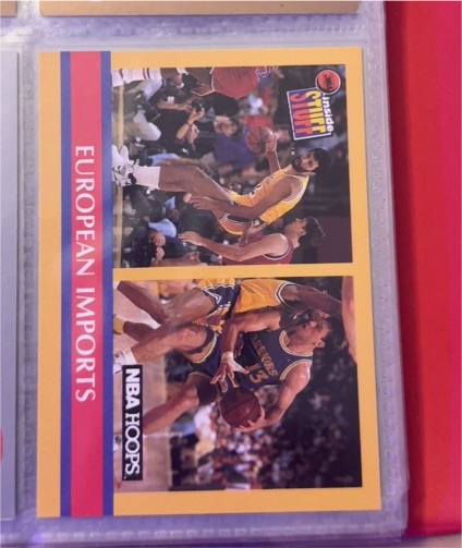 1990-91 NBA Hoops #384 European Imports Vlade Divac Sarunas Marciulionis — front