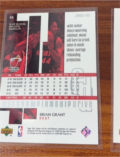 2002-03 Upper Deck Championship Drive #45 Brian Grant — front
