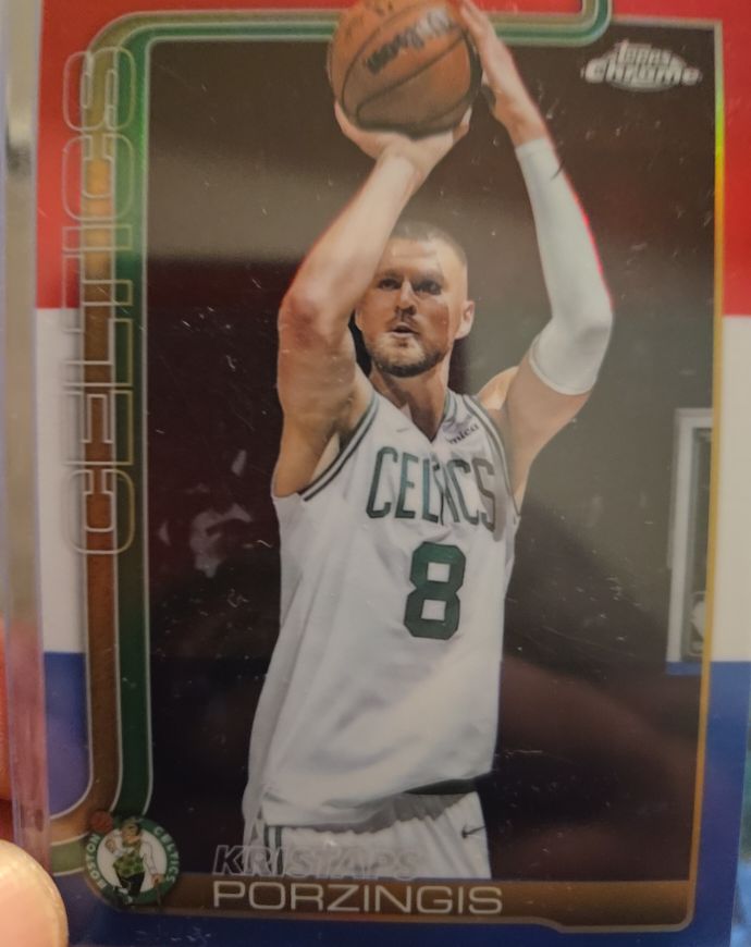 2025-26 Topps Chrome #41 Kristaps Porzingis Red White and Blue Refractor — front