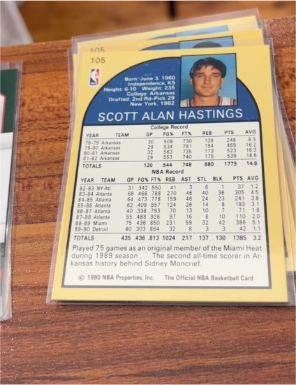 1990 NBA Hoops #105 Scott Hastings — front