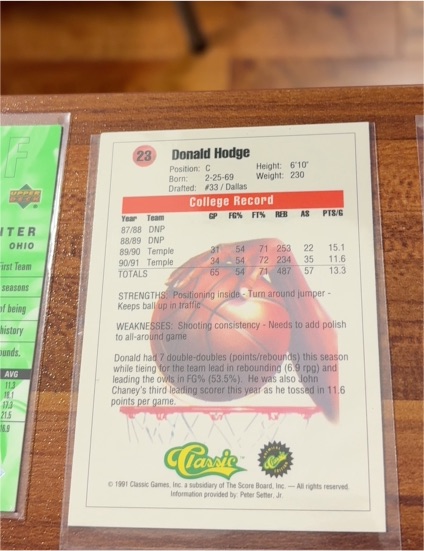 1991 Classic #23 Donald Hodge — front