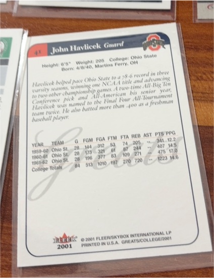 2001 Fleer #41 John Havlicek — front