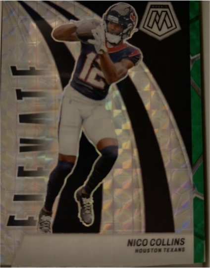 2024 Panini Mosaic #15 Nico Collins Elevate Green Mosaic Prizm — front