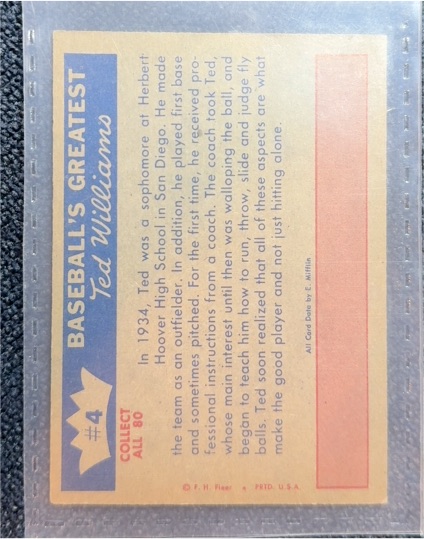 1987 Hygrade Baseball's Greatest #All 80 Ted Williams — front