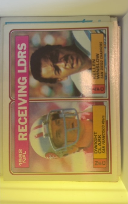 1983 Topps #203 1982 Receiving Leaders Dwight Clark / Kellen Winslow — front