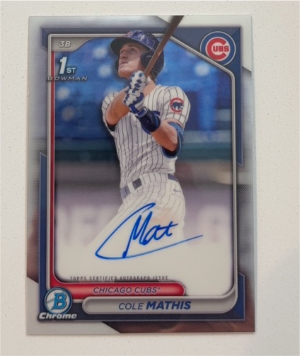 2024 Bowman Draft Chrome #CPA-CMS Cole Mathis — front