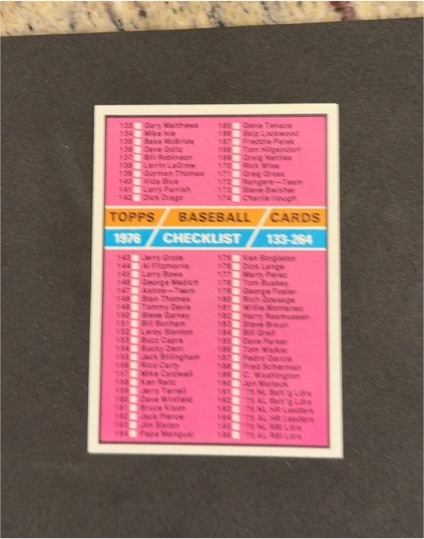 1976 Topps #262 Checklist 133-264 — front