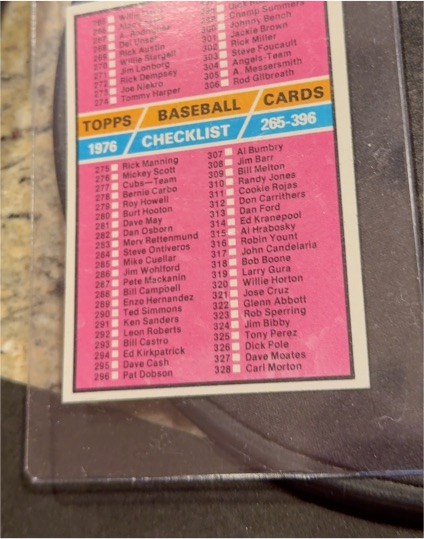 1976 Topps #392 Checklist 265-396 — front