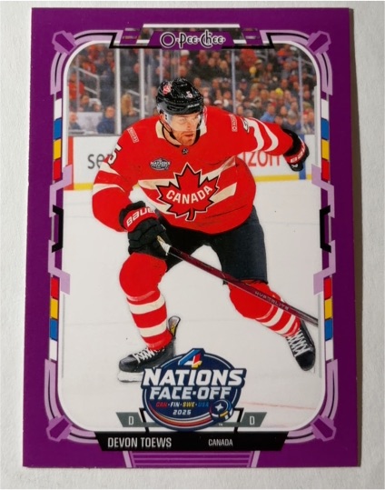 2025-26 O-Pee-Chee #540 Devon Toews Canada 4 Nations Face-Off — front