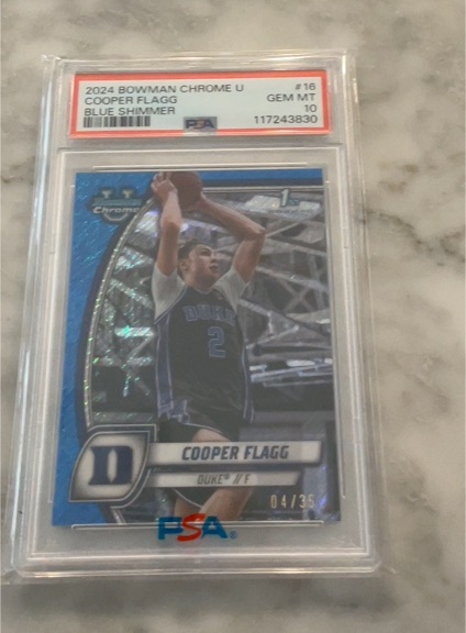2024 Bowman Chrome U #16 Cooper Flagg Blue Shimmer — front