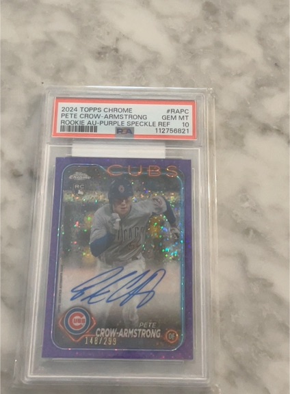 2024 Topps Chrome #RAPC Pete Crow-Armstrong Rookie Purple Speckle Ref Auto — front