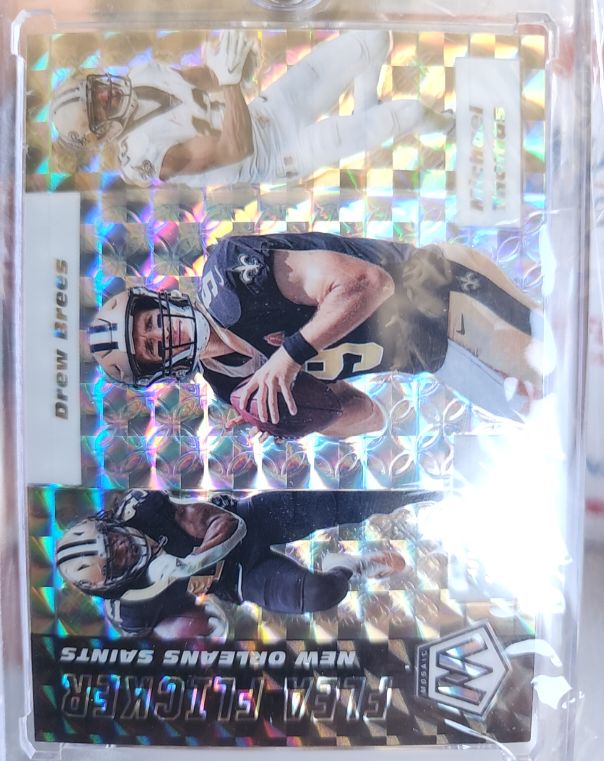 2020 Panini Mosaic Flea Flicker #FF12 Drew Brees Alvin Kamara Michael Thomas — front