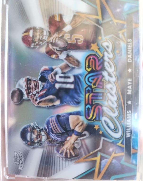 2024 Topps Chrome Cosmic Star Clusters #SCL-1 Caleb Williams, Drake Maye, Jayden Daniels — front