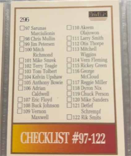 1990-91 SkyBox #296 Checklist: 65-122 — front