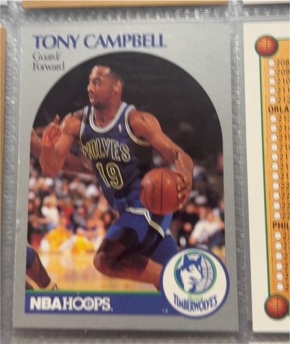 1990-91 NBA Hoops #185 Tony Campbell — front