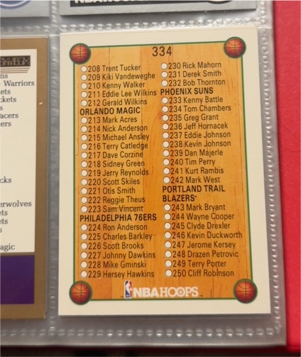 1990-91 NBA Hoops #334 Checklist — front