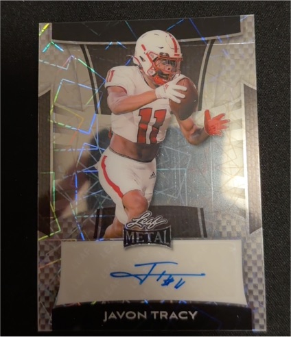 2025 Leaf Metal #BA-JT2 Javon Tracy Silver Laser Autograph — front