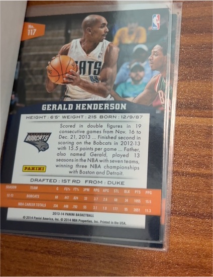 2013-14 Panini Basketball #117 Gerald Henderson — front