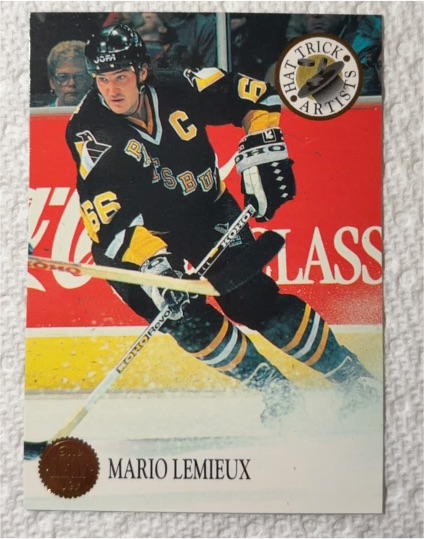 1993-94 Leaf Hat Trick Artists #4 Mario Lemieux — front