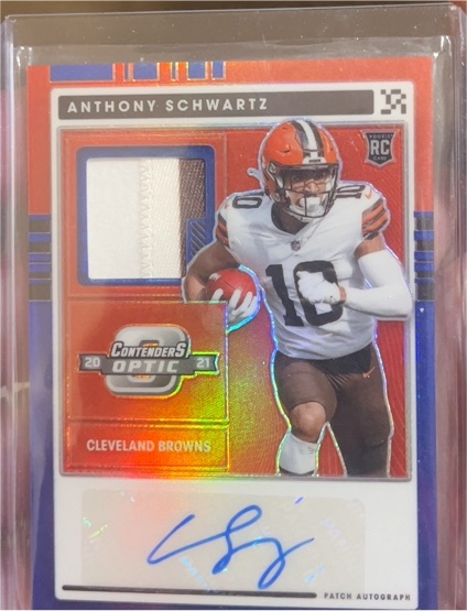 2021 Panini Contenders Optic #128 Anthony Schwartz Rookie Patch Autograph — front