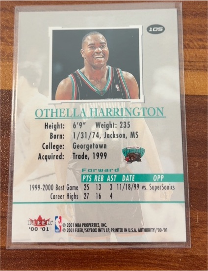 2000-01 Fleer #105 Othella Harrington — front