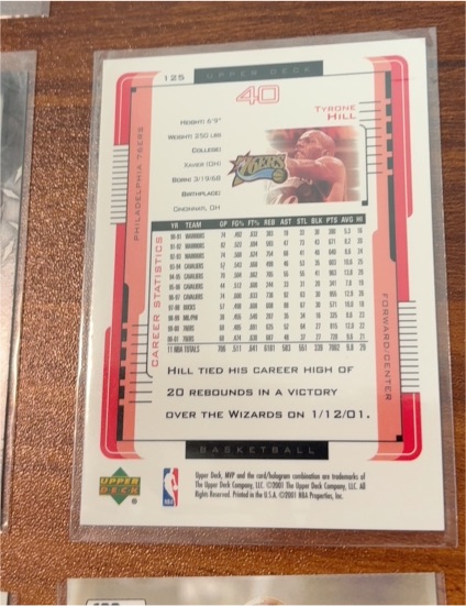 2001 Upper Deck #125 Tyrone Hill — front