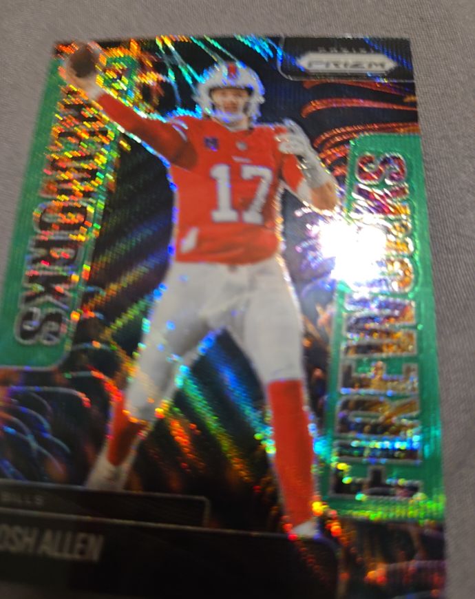 2025 Panini Prizm #23 Josh Allen Fireworks Green Wave — front