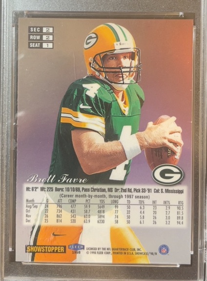 1998 Fleer Showstopper Brett Favre — front