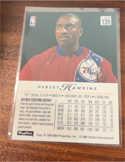 1993 SkyBox Premium #139 Hersey Hawkins — front