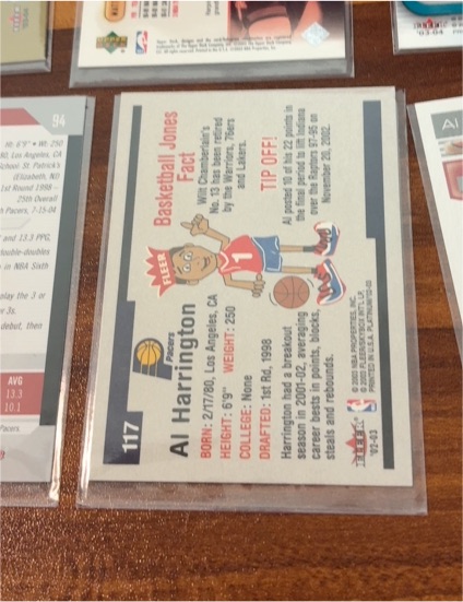 1998 Fleer #117 Al Harrington — front