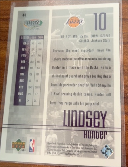 2001-02 Upper Deck #299 Lindsey Hunter — front