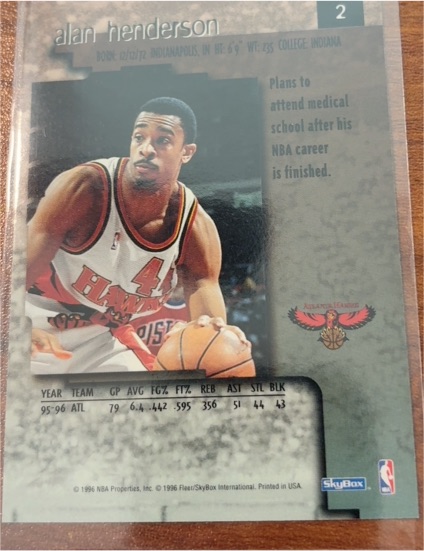 1995-96 SkyBox #2 Alan Henderson — front