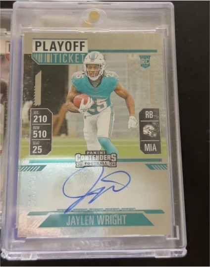 2024 Panini Contenders #132 Jaylen Wright Rookie Ticket Playoff Ticket — front