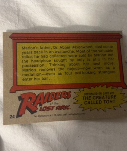 1981 Topps Raiders of the Lost Ark #24 The Mysterious Medallion — front