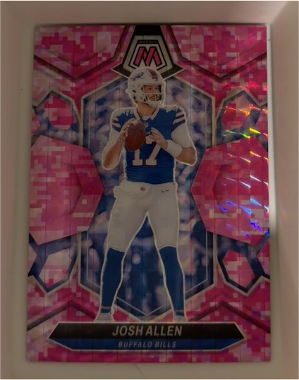 2022 Panini Mosaic #20 Josh Allen Pink Camo Mosaic Prizm — front