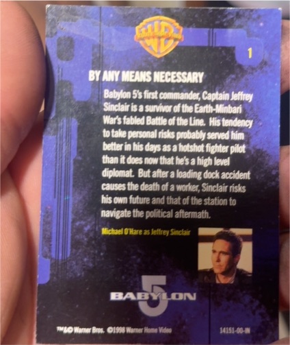 1998 Warner Home Video Babylon 5 #1 Michael O'Hare as Jeffrey Sinclair — front