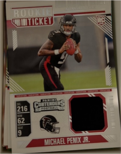 2024 Panini Contenders Rookie Ticket Swatches #RTS-MPJ Michael Penix Jr. — front