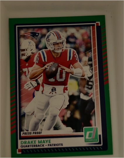 2025 Panini Donruss #58 Drake Maye Press Proof Green — front