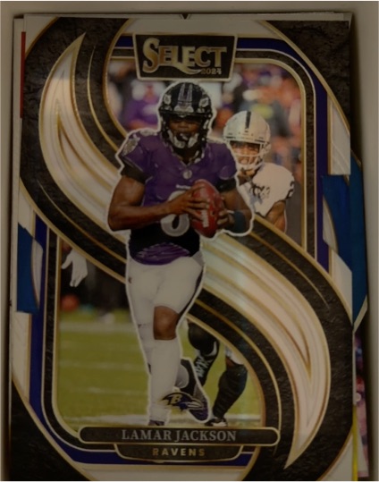 2024 Panini Select #121 Lamar Jackson Premier Level Silver Prizm Die-Cut Ravens — front