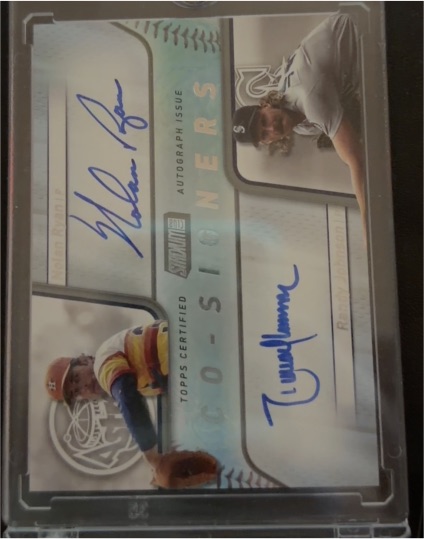 2000 Topps Stadium Club Co-Signers # Randy Johnson/Mike Mussina — front