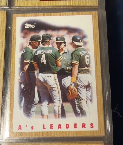 1987 Topps #456 A's Leaders Tony LaRussa Mickey Tettleton Carney Lansford — front