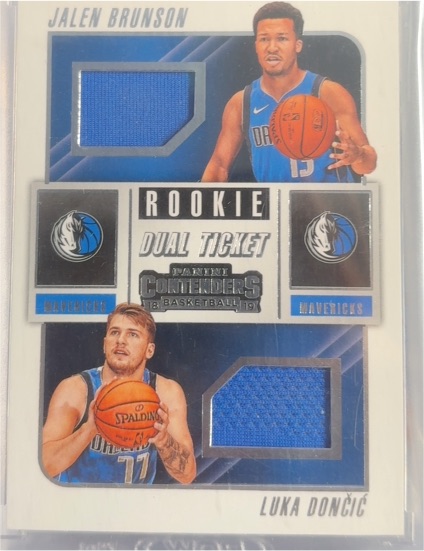 2018-19 Panini Contenders Rookie Dual Ticket #RD-LJ Jalen Brunson Luka Dončić — front