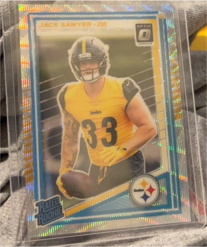 2025 Donruss Optic #220 Jack Sawyer Rated Rookie Blue Hyper Prizm — front