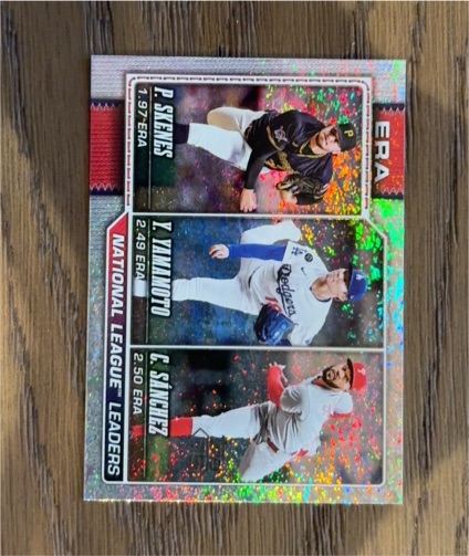 2026 Topps Series 1 #203 NL ERA Leaders P. Skenes, Y. Yamamoto, C. Sanchez — front