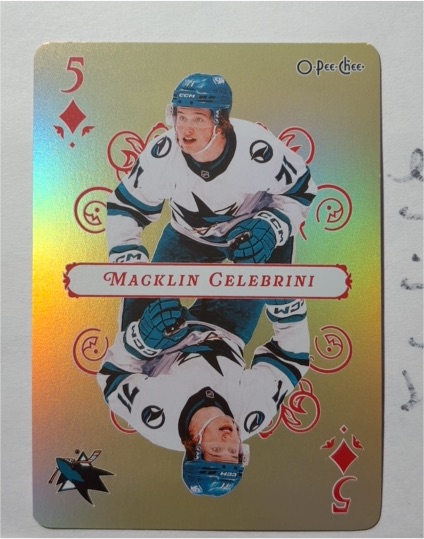 2025-26 O-Pee-Chee Playing Card #5 Macklin Celebrini — front