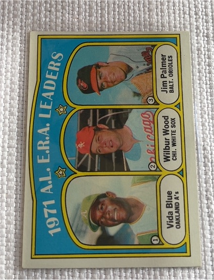 1972 Topps #92 1971 AL E.R.A. Leaders Vida Blue Wilbur Wood Jim Palmer — front