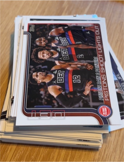 2025-26 Topps #279 Pistons Rain 3 Pointers: Pistons Shoot Lights Out — front