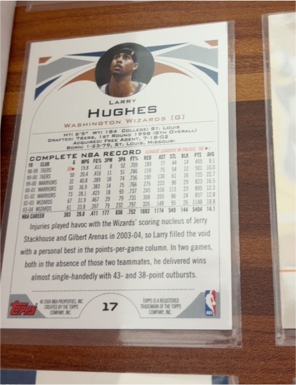 2004-05 Topps #17 Larry Hughes — front